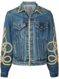 gold piped denim jacket at Farfetch